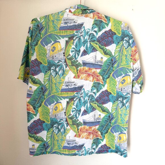 Vintage Hawaiian Shirt, Magnum Mens L Button Up Palm Tree Y2K Surfing Tropical - Picture 2 of 7